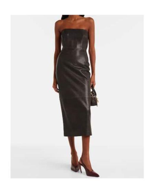 Alex Perry Black Leather Midi Dress
