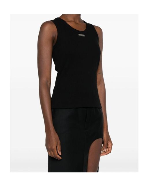 McQueen Black Logo Plaque Ribbed Tank Top
