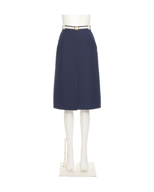 Valentino Blue Belted Front Slit Skirt