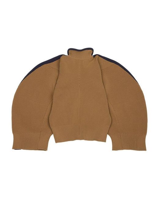 Sacai Brown Zipper Cardigan