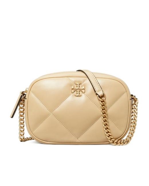 Tory Burch Natural Kira Diamond Quilt Camera Crossbody Bag