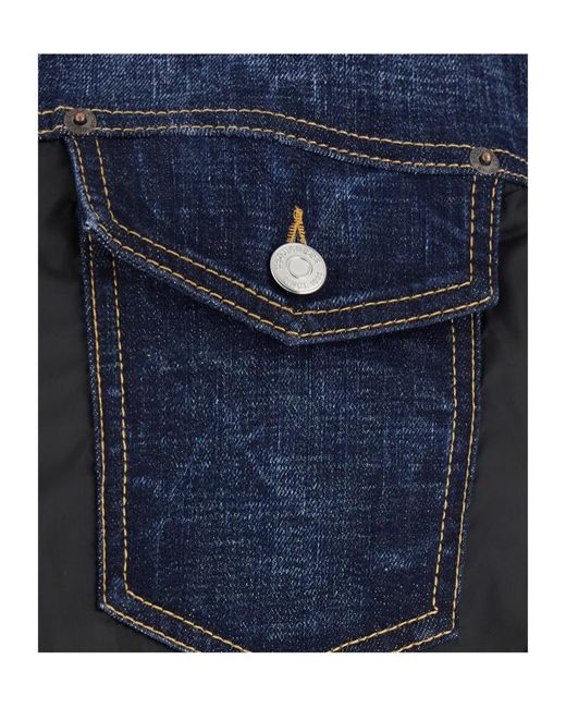 DSquared² Blue Two-Toned Button-Up Denim Jacket for men