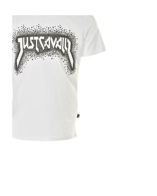 Just Cavalli White Logo Polka Dot Short Sleeve T-Shirt for men