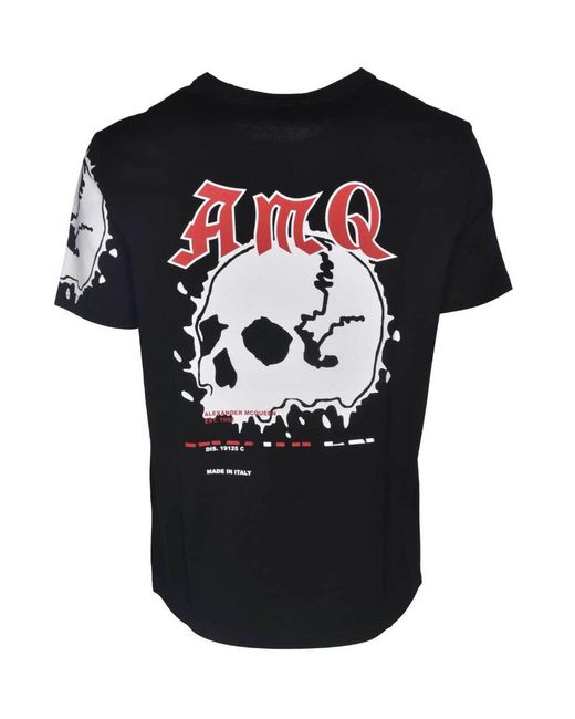 McQueen Black T-Shirt With Round Neck And Short Sleeves for men