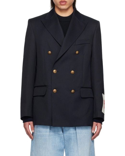 Golden Goose Deluxe Brand Blue Double-Breasted Dave Blazer for men