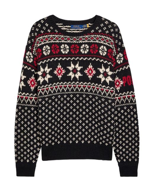 Polo Ralph Lauren Black Fair Isle Cotton-Cashmere Blend Knitwear for men