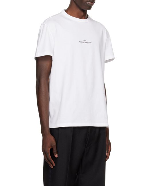 Maison Margiela White Logo Embroidered Crewneck T-Shirt for men