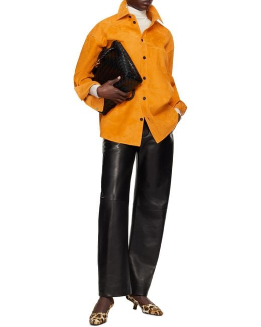 Bottega Veneta Orange Leather Shirt
