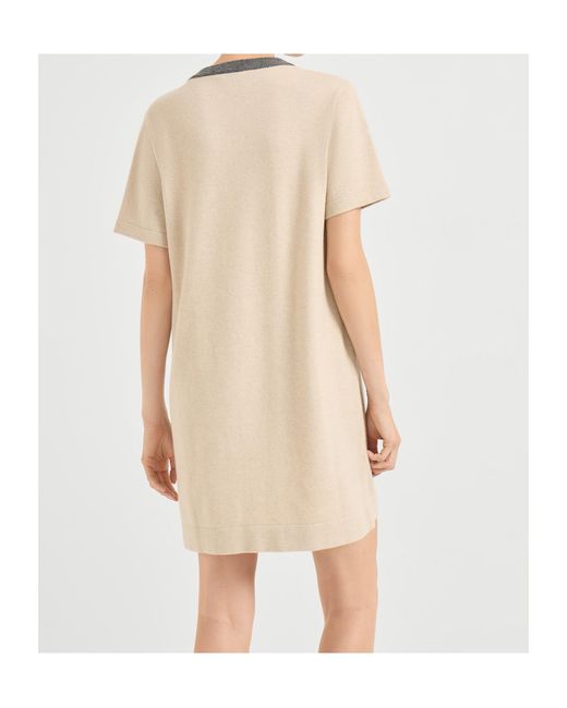 Brunello Cucinelli Natural Pocket Trim Mini Dress