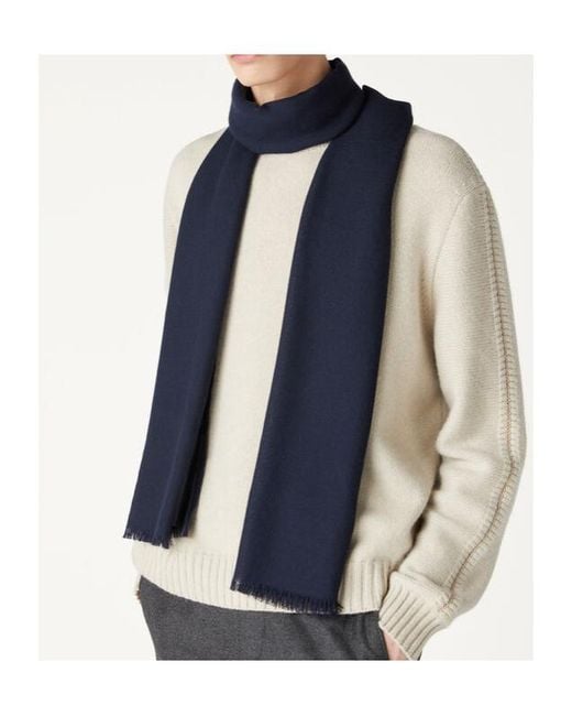 Loro Piana Blue Fringed Scarf for men