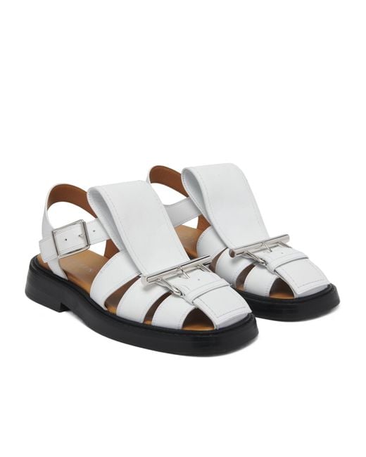 McQueen White T-Bar Cage Sandals