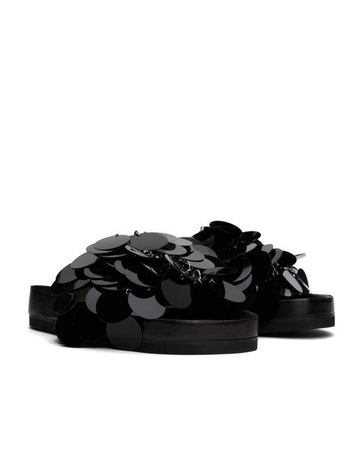 Rabanne Black Sequin Embellishment Open-Toe Sandals