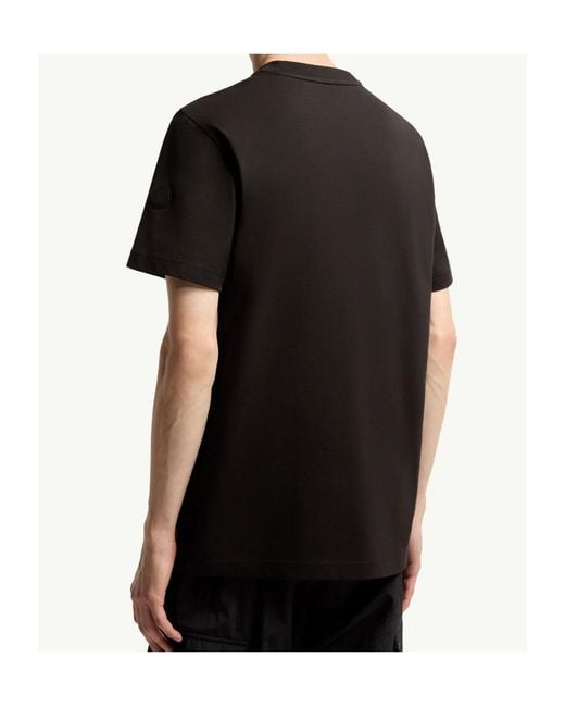 Moncler Black Logo-Embroidered T-Shirt for men