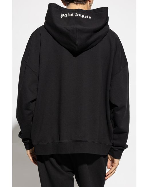 Palm Angels Black Logo Embroidered Hoodie for men