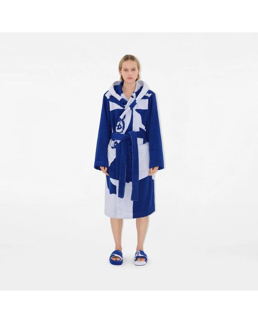 Burberry Blue Snug Cotton-Towelling Slippers