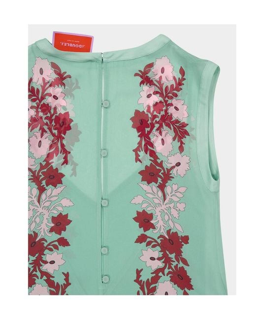 LaDoubleJ Green Floral Silk Midi Dress