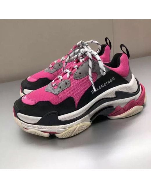 Balenciaga Pink Triple S Color-Matching Casual Sneakers