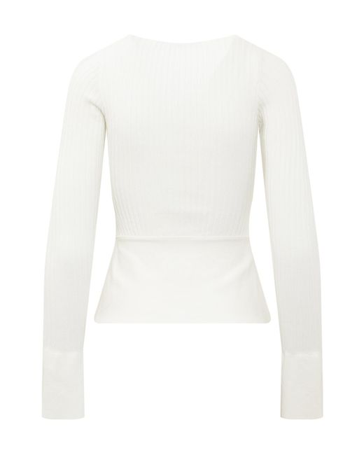 ANDREADAMO White Asymmetrical Hollow Top