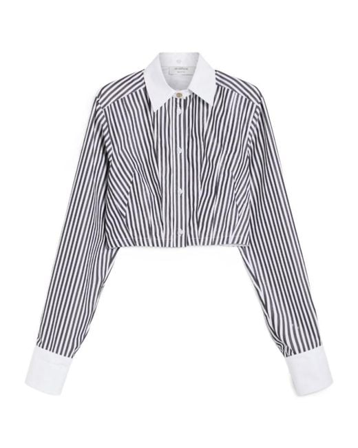 Sportmax Multicolor Striped Poplin Cropped Shirt