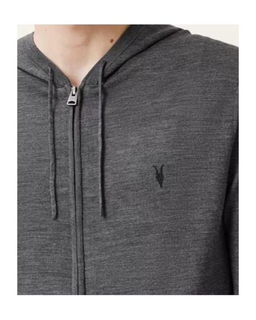 AllSaints Gray Mode Zip-Up Hoodie for men