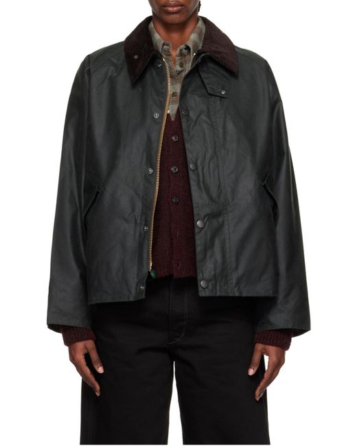 Barbour Black Corduroy Collar Buttoned Jacket for men