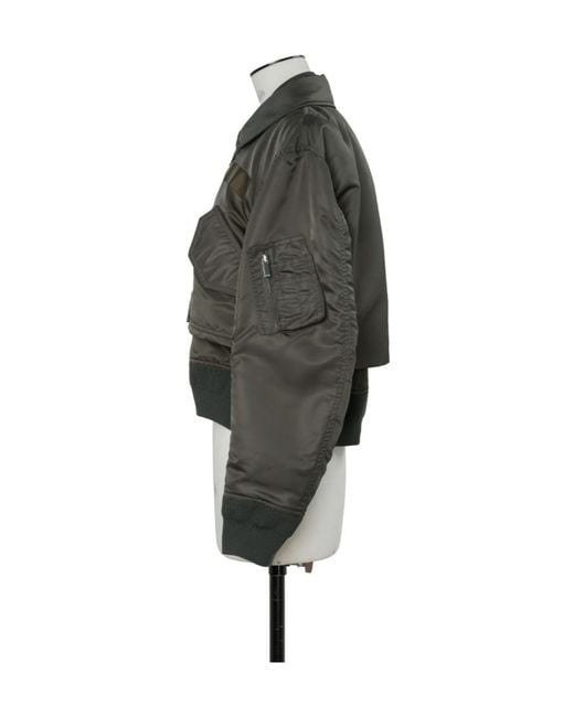 Sacai Gray Double-Zip Bomber Jacket