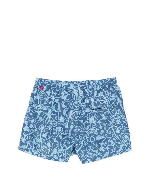 Kiton Blue Drawstring Swim Trunks for men