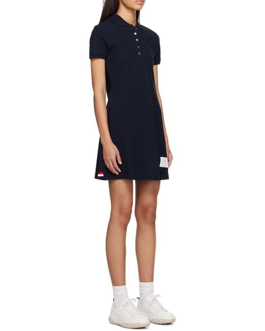 Thom Browne Black Pique Short-Sleeve Tennis Dress