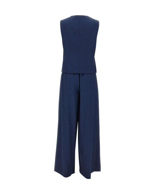 Kaos Blue Sleeveless Vest Palazzo Suits