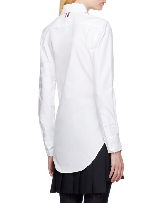 Thom Browne White Logo Patch Long-Sleeved Shirt