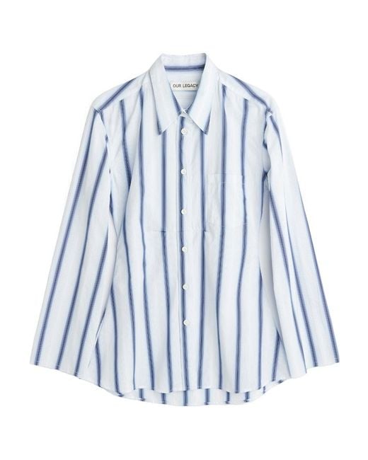 Our Legacy Blue Striped Long-Sleeved Shirt