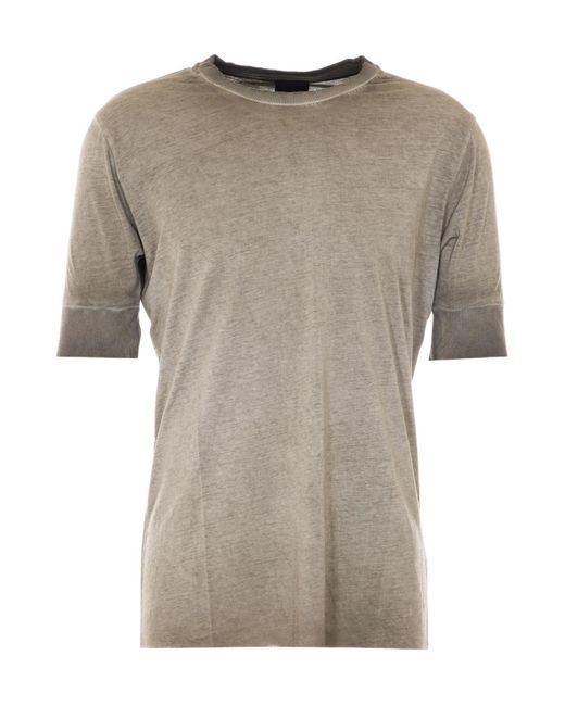 Thom Krom Gray Distressed Crewneck T-Shirt for men