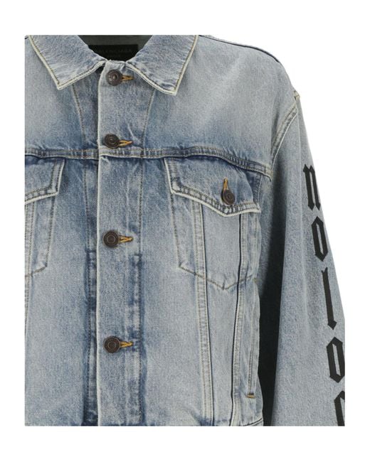 Balenciaga Blue Nologo Printed Denim Jackets