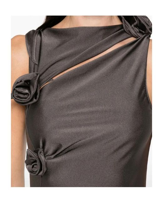 Coperni Purple Flower-Appliqué Midi Dress