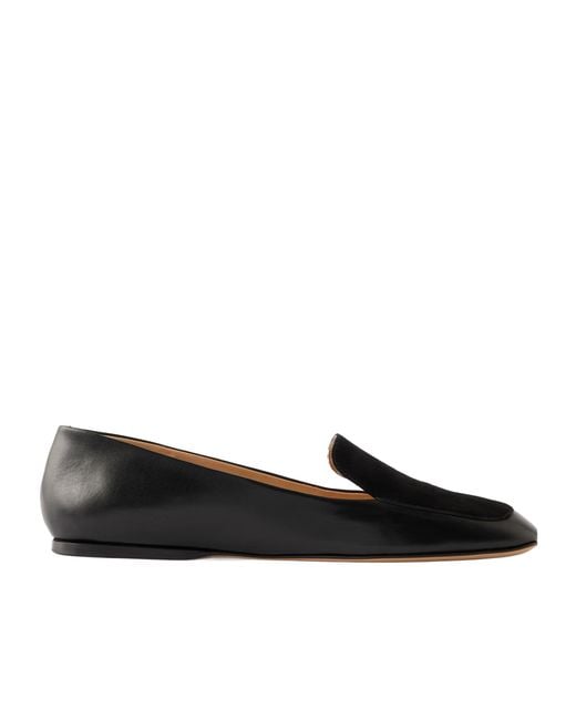 Gabriela Hearst Black Aveda Suede-Trimmed Leather Loafers