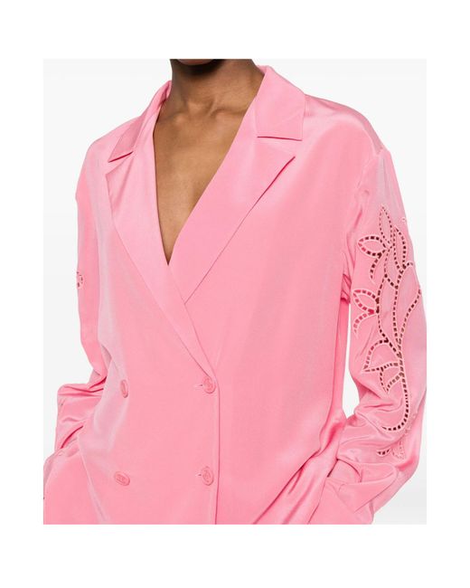 ERMANNO FIRENZE Pink Cutout Double-Breasted Jacket