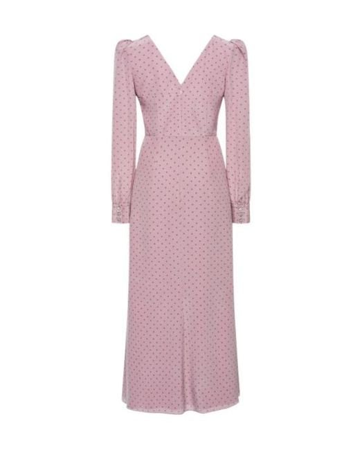 Alessandra Rich Pink Polka Dot Ruffled Midi Dress