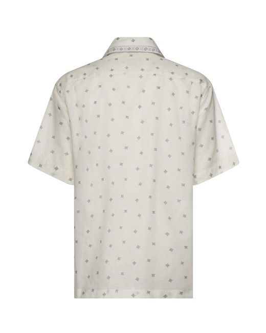 Eleventy White Patterned Short-Sleeve Shirt for men