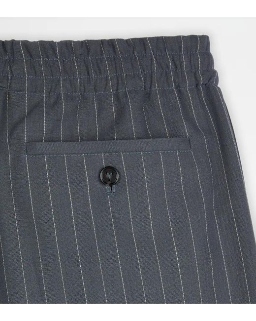 Tod's Blue Pinstripe-Pattern Drawstring Trousers for men