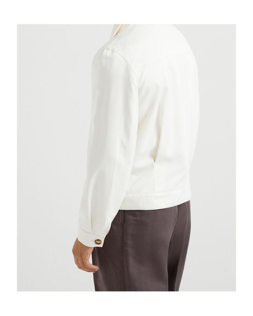 Brunello Cucinelli White Shirt-Style Jacket for men