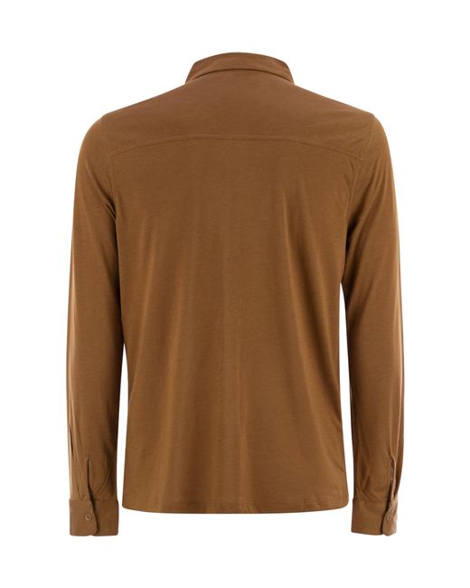 Majestic Filatures Brown Long-Sleeved Shirt for men