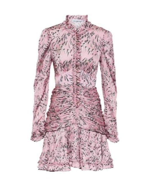 Rabanne Pink Printed Ruched Minidress
