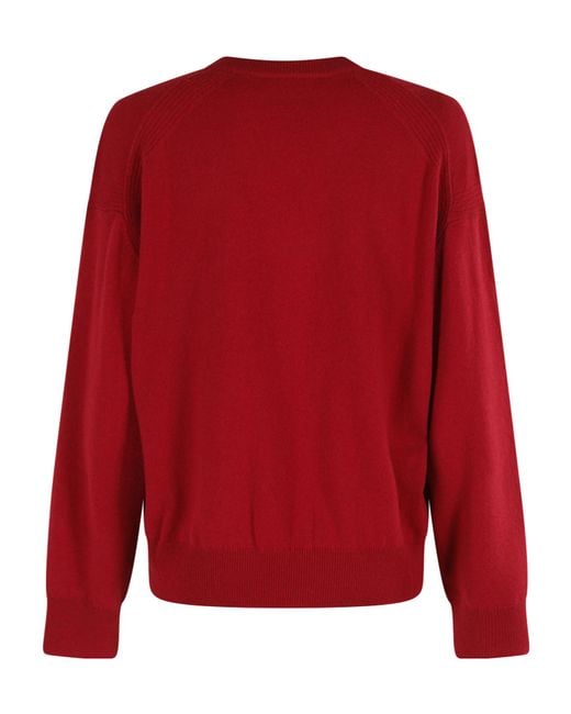 Semicouture Red V-Neck Long-Sleeved Sweater