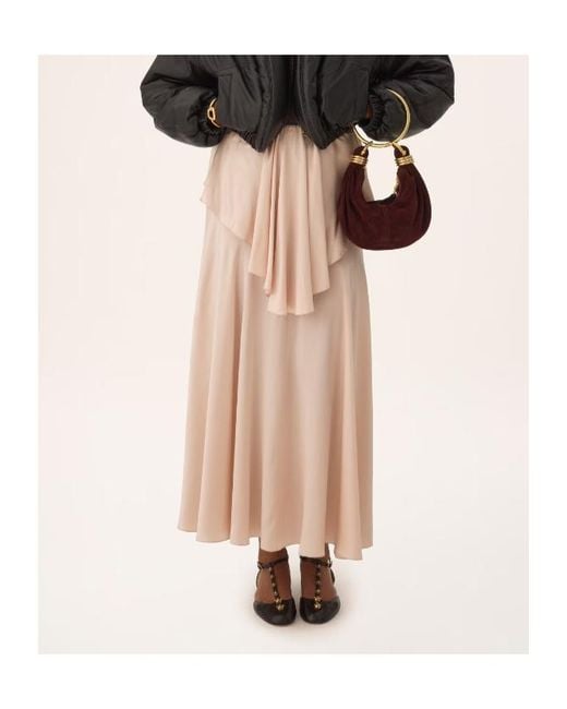 Chloé Pink Draped Washed Silk Satin Maxi Skirt