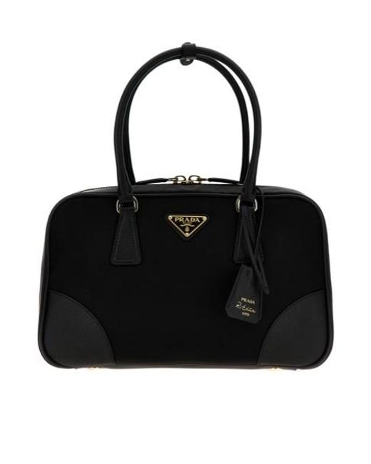 Prada Black Re-Edition 1978 Triangle-Logo Zipped Tote Bag