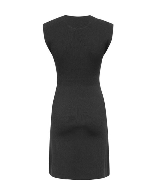 Yves Salomon Black Cut-Out Ribbed Knitted Dress