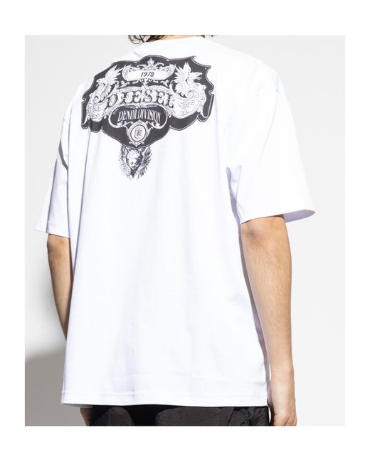 DIESEL White Boggy Graphic-Print T-Shirt for men