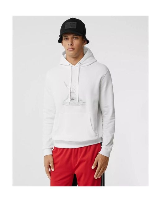 Burberry White Cupid-Print Hoodie for men