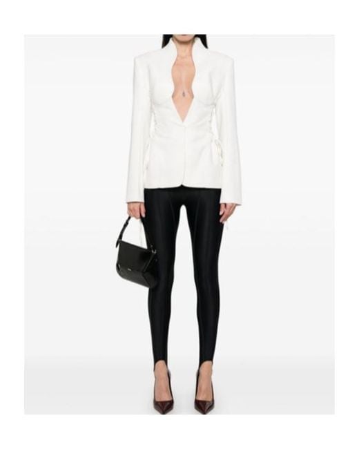 Mugler Black Panelled Corseted Leggings