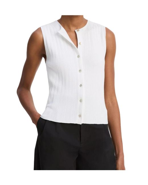 Vince White Sleeveless Cardigan